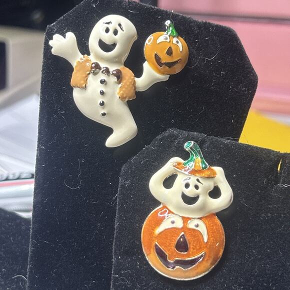 Halloween Ghost & Pumpkin Enamel Pins Bundle New, Cute Ghosts Jack‑O‑Lanter Lot - Picture 5 of 12